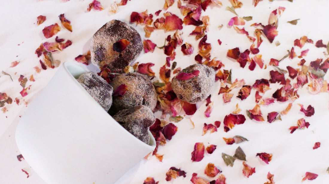 rose petal organic chocolate truffles LOTUSWEI flower essences