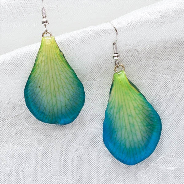 Blue-Yellow Orchid Petal Earrings