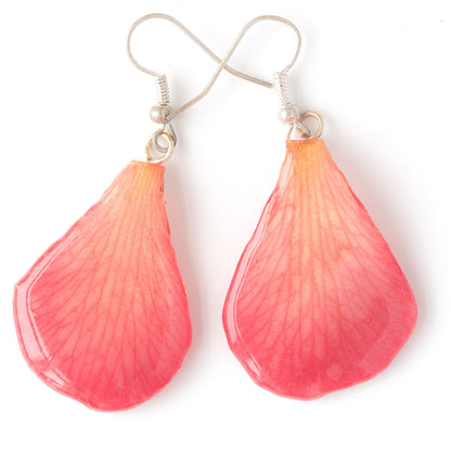 Orange Dendrobium Orchid Petal Earrings