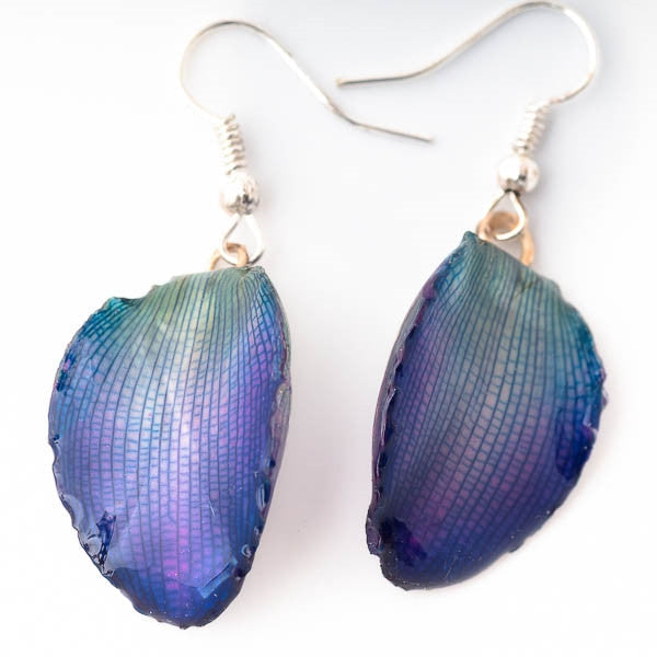 Purple Blue Lotus of Paradise Petal Earrings - Small
