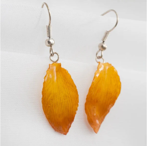 Yellow Lotus of Paradise Petal Earrings-Small