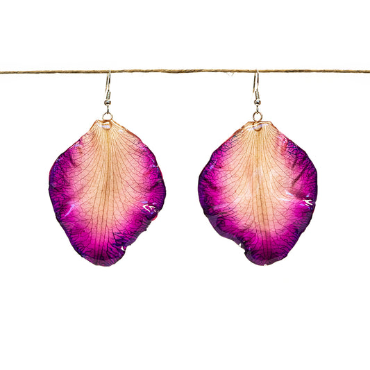 Purple Cattleya Orchid Petal Earrings - Large